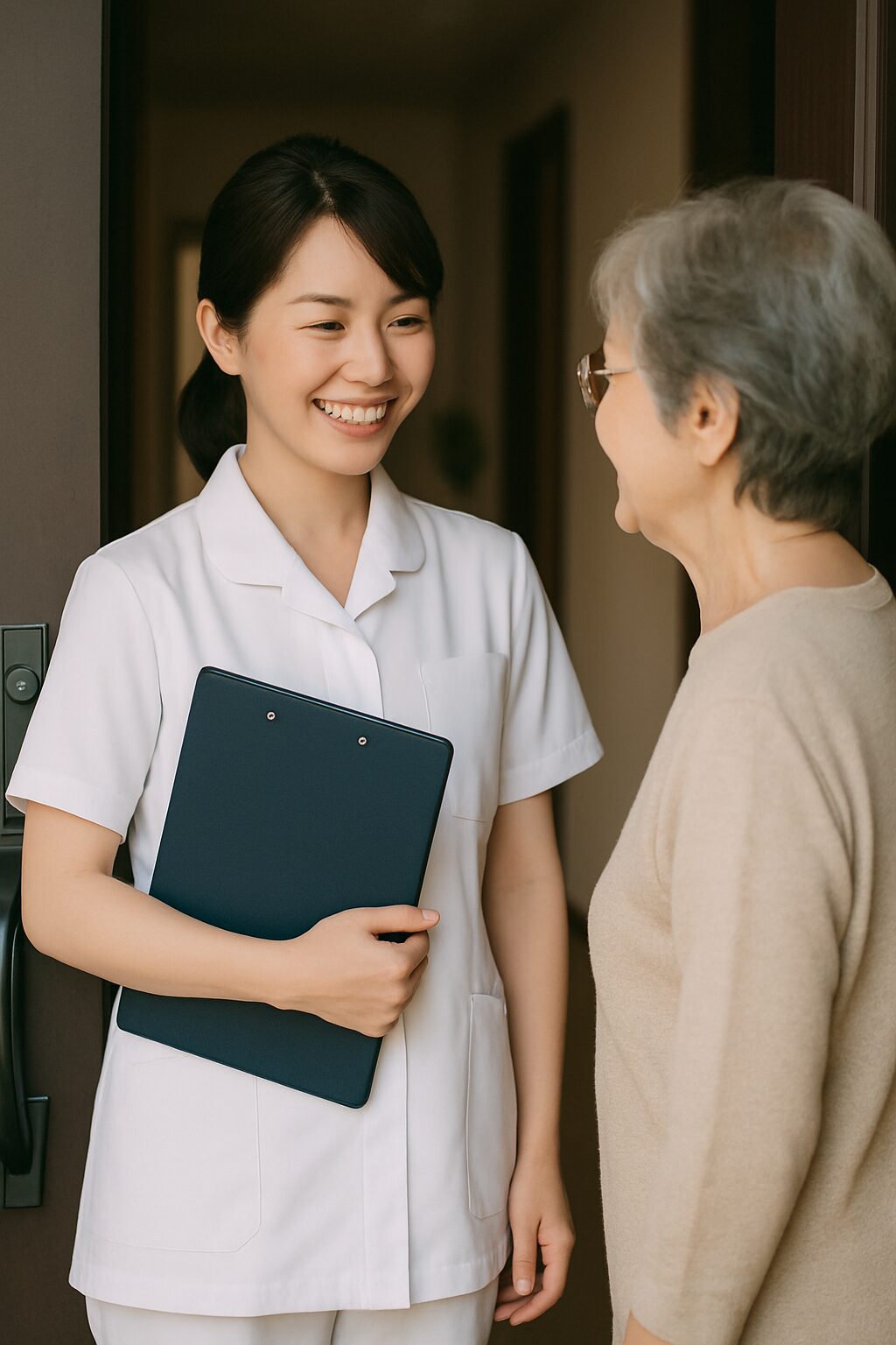 訪問看護や健診センターで働く看護師のリアル風写真